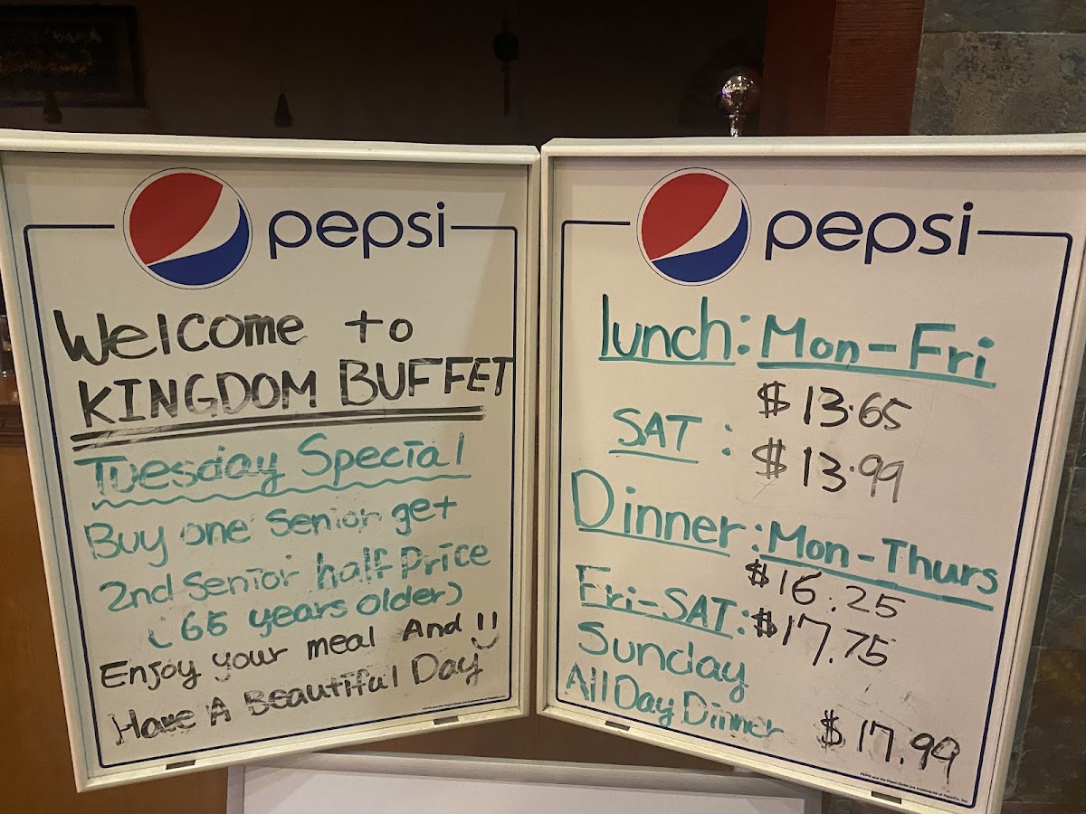 Kingdom Buffet Menu - Image 1