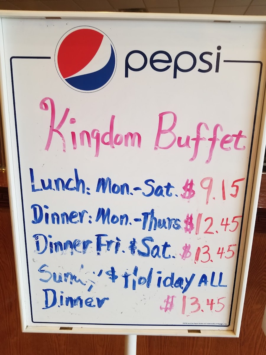 Kingdom Buffet Menu - Image 2